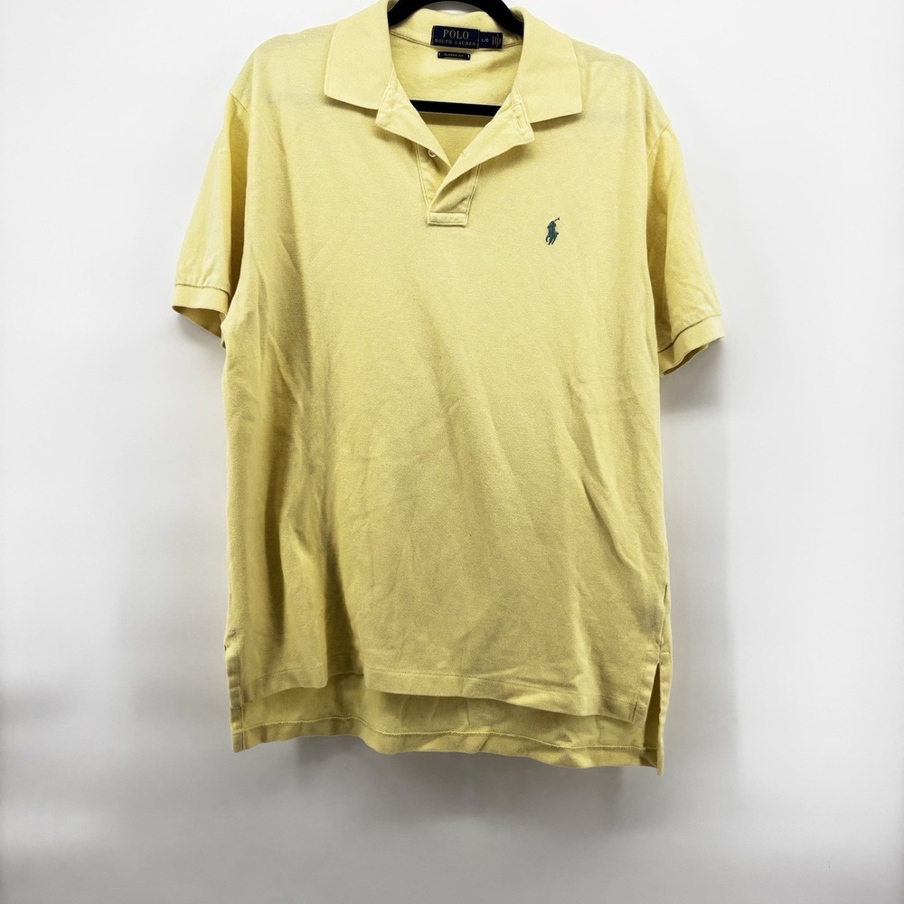 Polo Ralph Lauren Polo Shirt, Short Sleeves, Yellow, Cotton, Men's Size Large